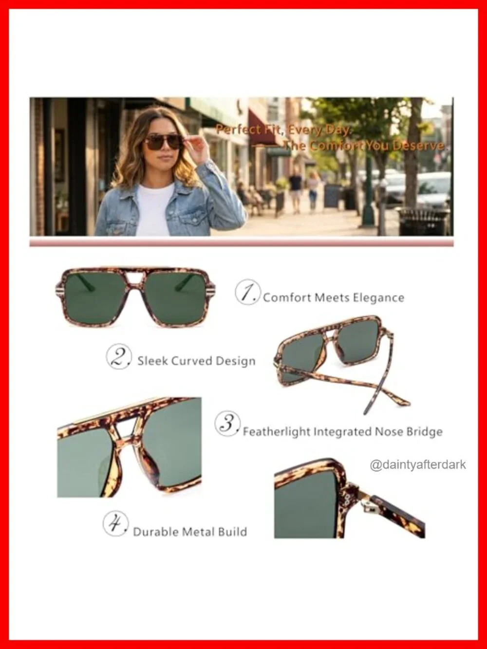 Polarized Oversized Aviator Sunglasses UV400 Protection